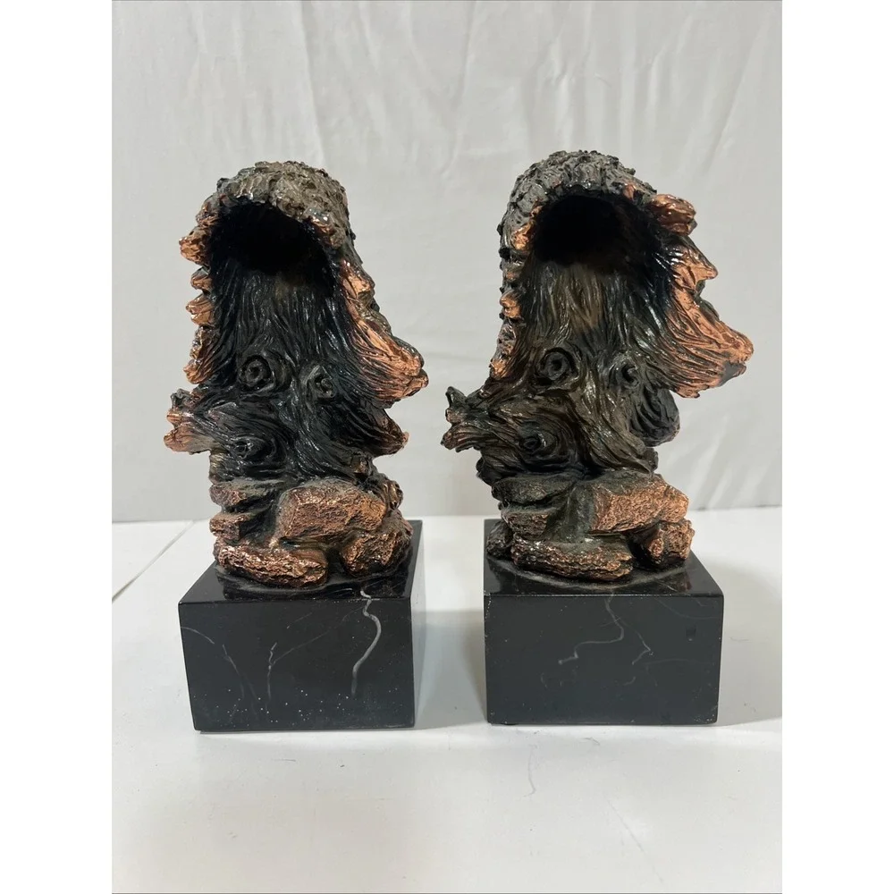 American Bald Eagle Head Bust Copper or Bronze Figure‎ Marble Base (2) Bookends